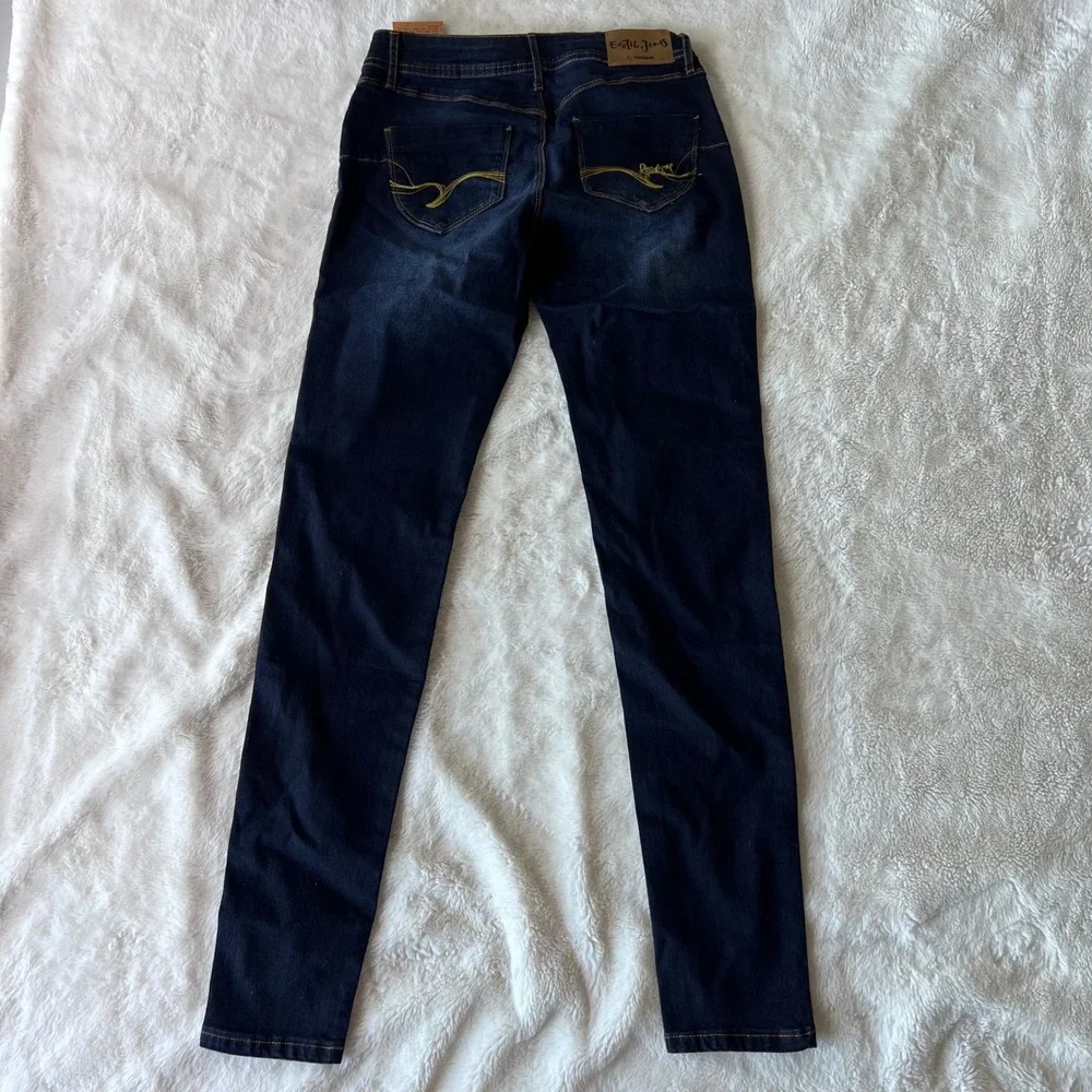 Desigual‎ Denim Irati Skinny Jeans Dark Wash Embroidered Indigo 18SWDD61 Size 3